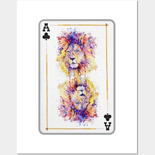 Lion Head Ace of Clubs Playing Card Posters and Art